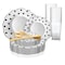 Smarty Had A Party White with Black Dots Round Blossom Disposable Plastic Wedding Value Set, 720PK 980-B-VS120 - alternate 1